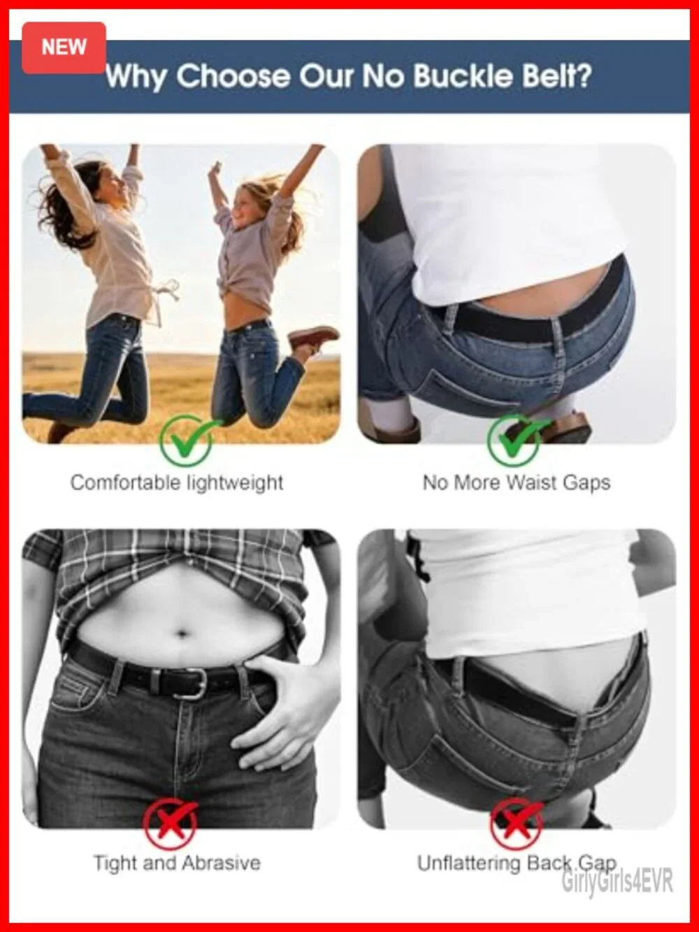 No Buckle Elastic Belts for Women Men Adjustable Stretch Belt Invisible Bands
